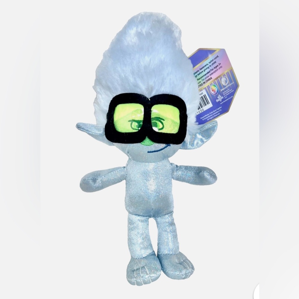 Trolls Blue Stuffed Animal with Green Glasses
